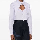 Camicia crop con cut-out a cuore in celeste Vivienne westwood - donna 