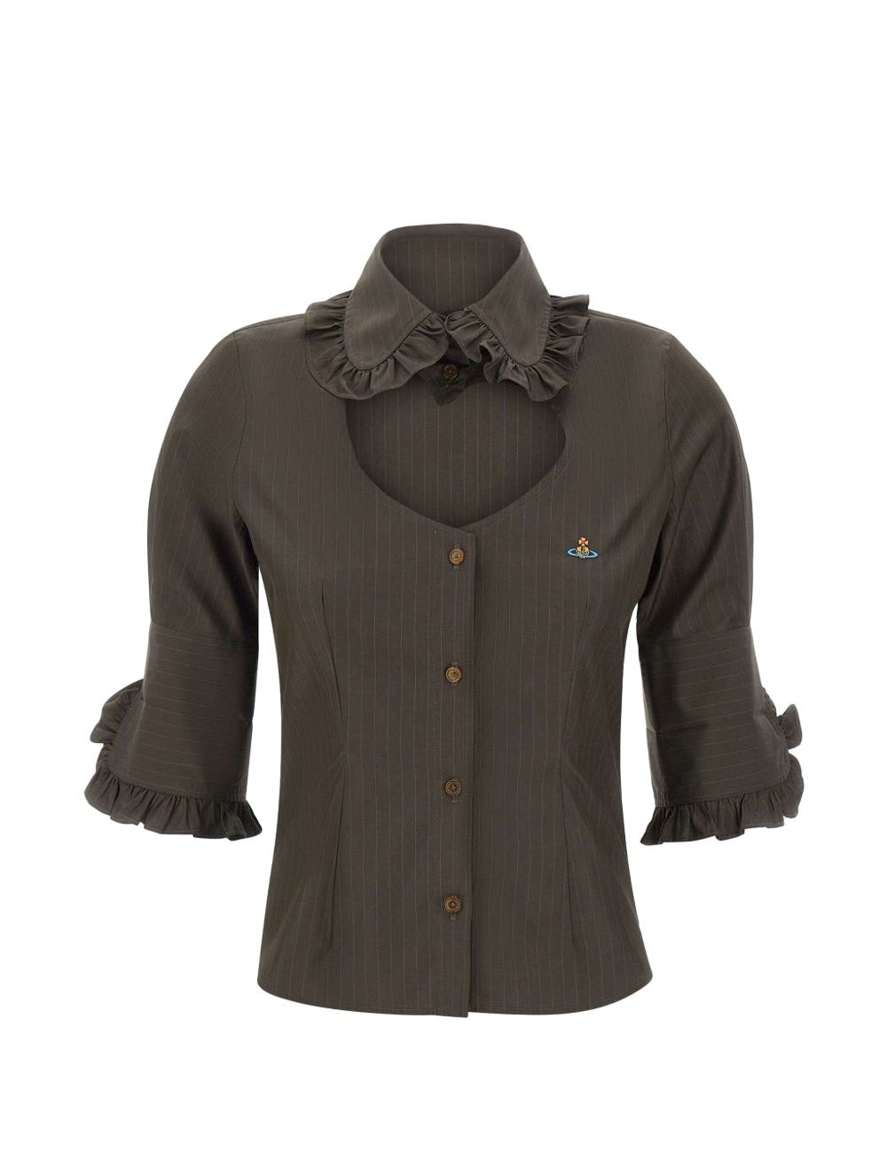 Camicia a righe con volant di Tolosa in verde Vivienne westwood - donna 