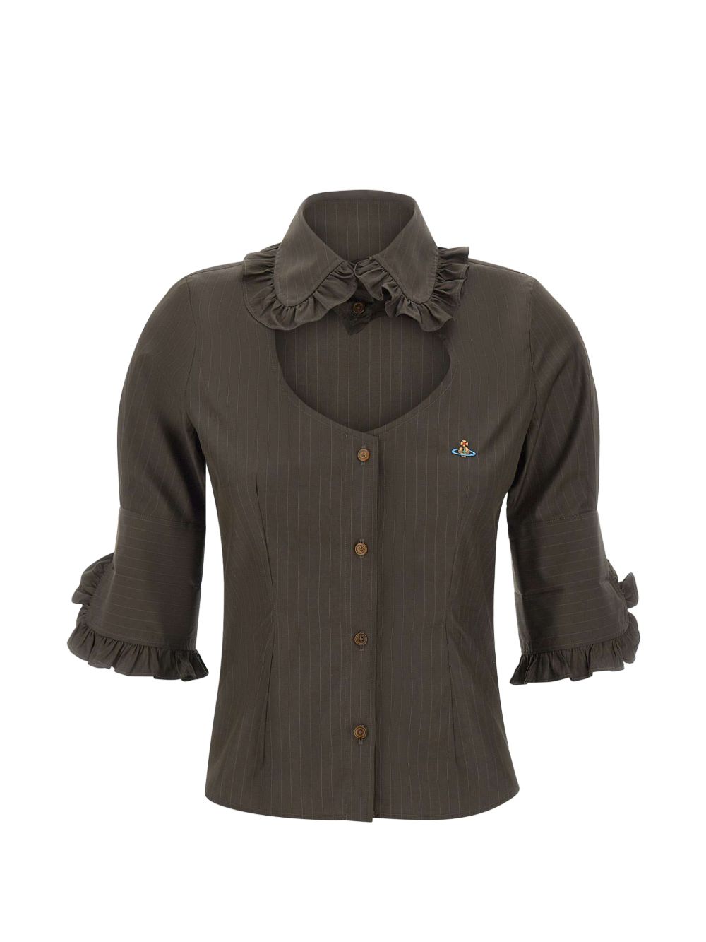 Camicia a righe con volant di Tolosa in verde Vivienne westwood - donna 