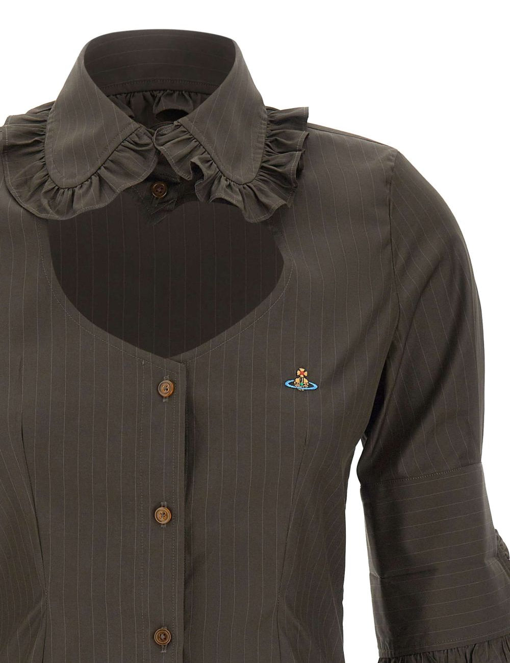 Camicia a righe con volant di Tolosa in verde Vivienne westwood - donna 