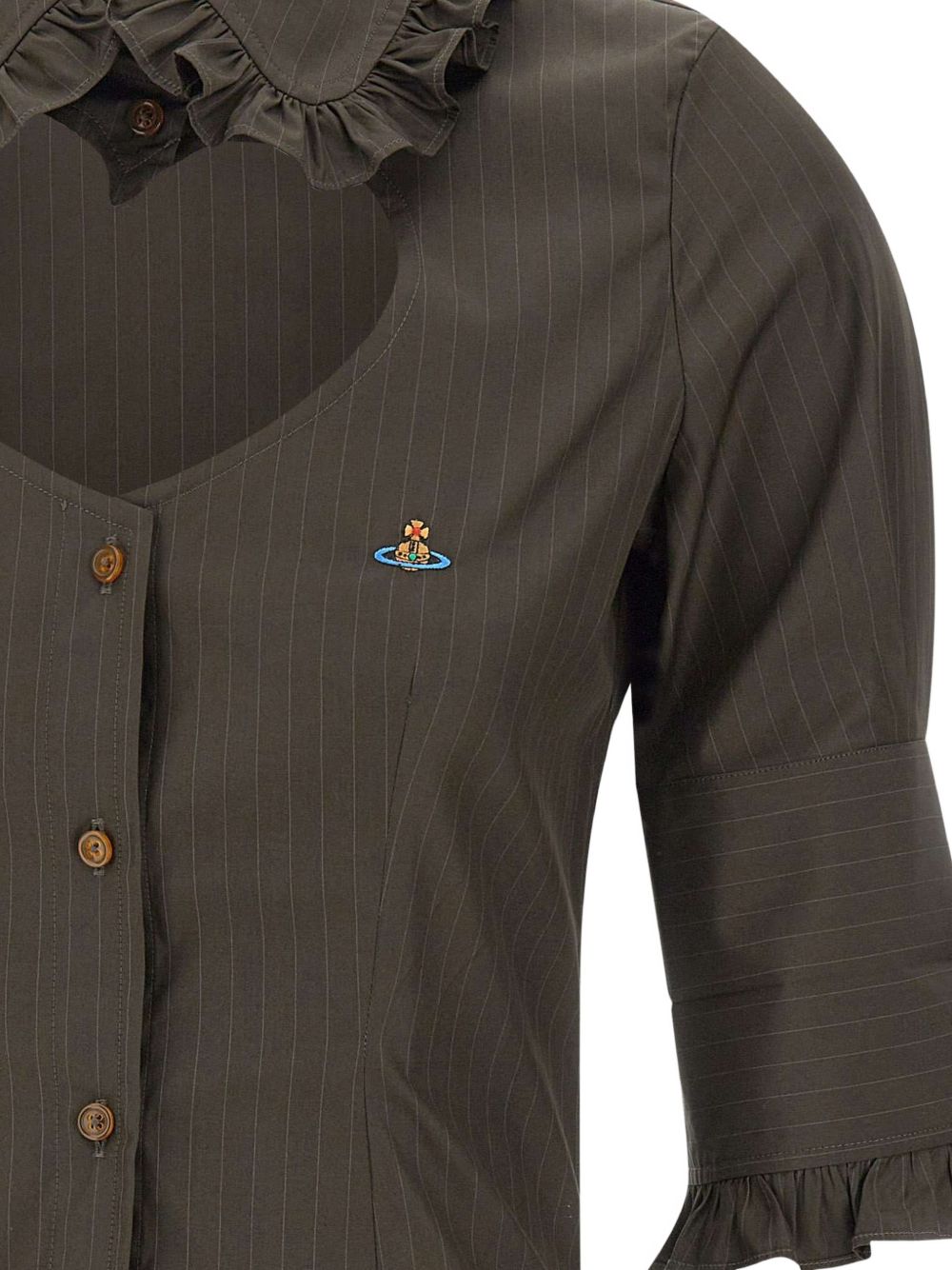 Camicia a righe con volant di Tolosa in verde Vivienne westwood - donna 