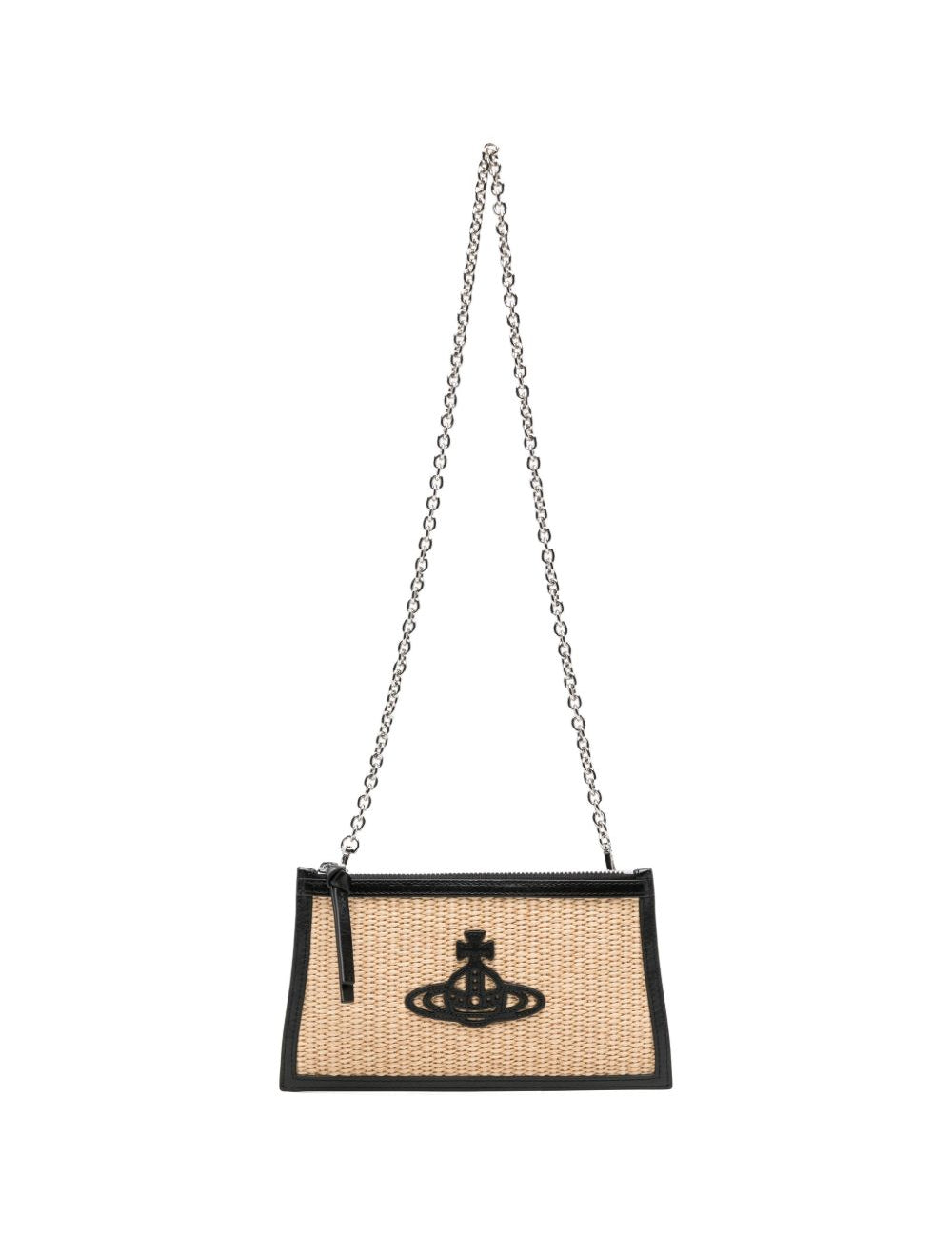 Borsa in rafia con logo in beige Vivienne westwood - donna 
