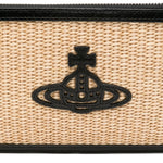 Borsa in rafia con logo in beige Vivienne westwood - donna 