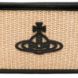 Borsa in rafia con logo in beige Vivienne westwood - donna 