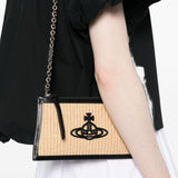 Borsa in rafia con logo in beige Vivienne westwood - donna 