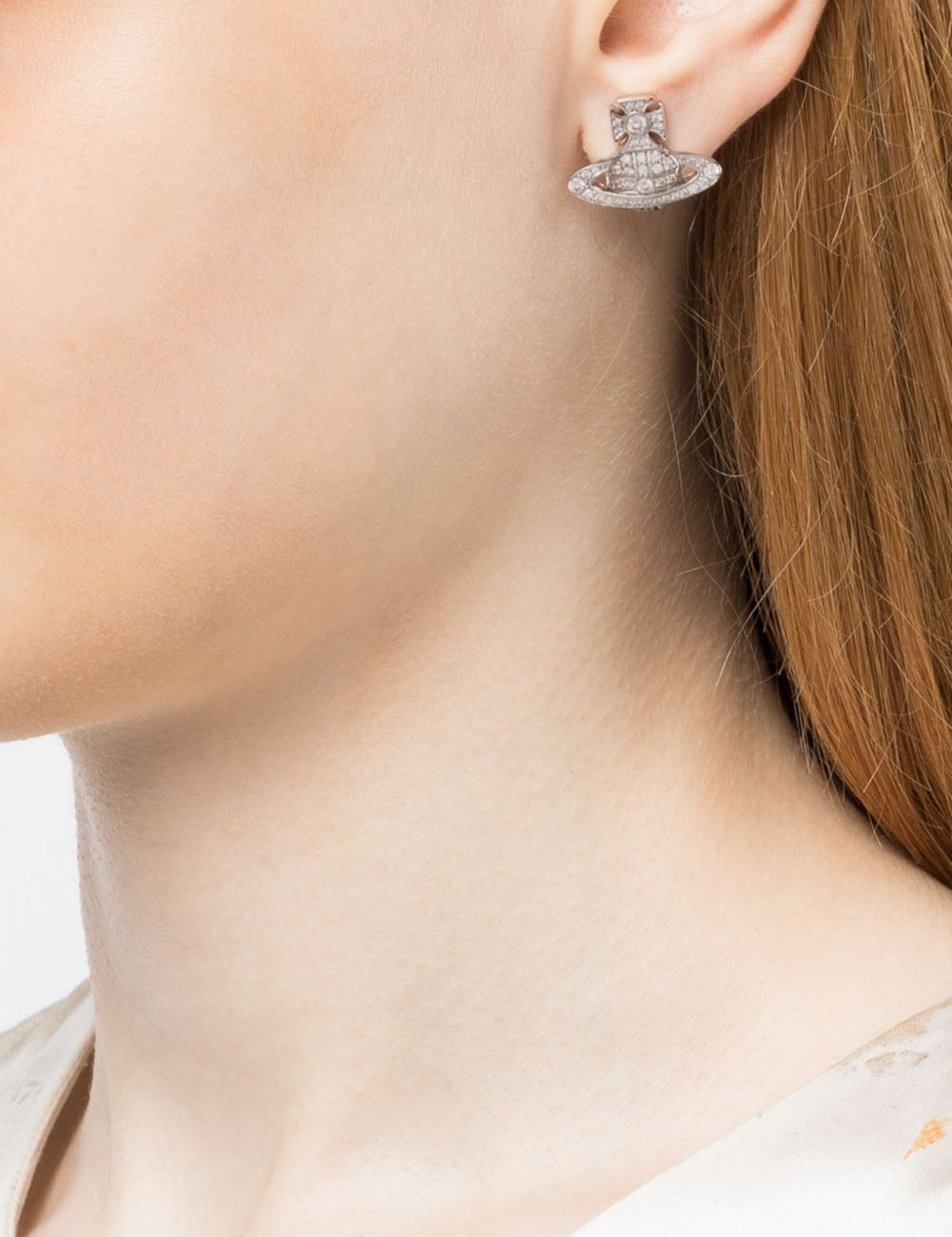 Orecchini a bottone con cristalli in argento Vivienne westwood - donna 