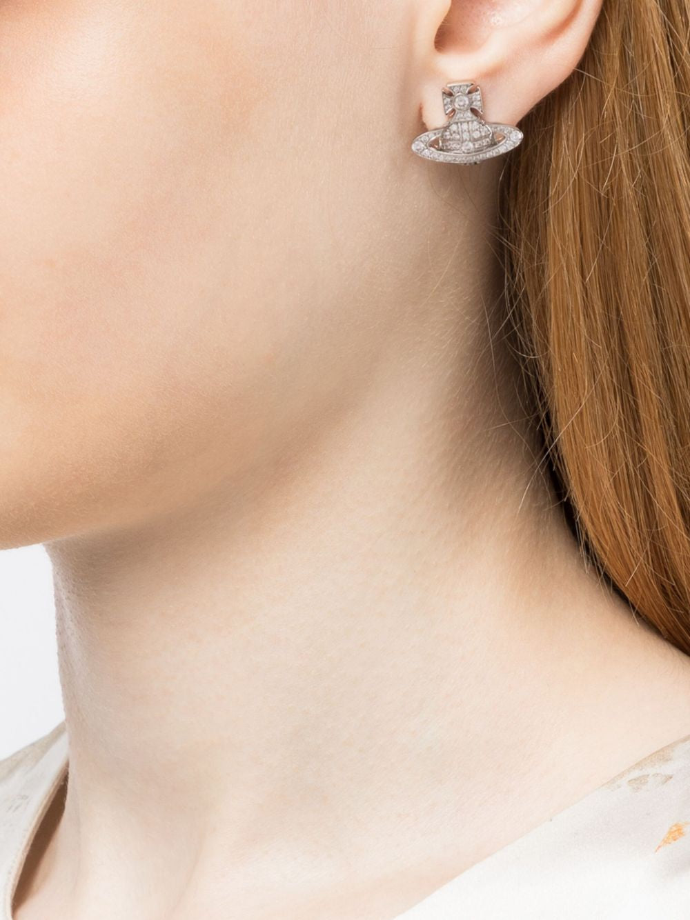 Orecchini a bottone con cristalli in argento Vivienne westwood - donna 
