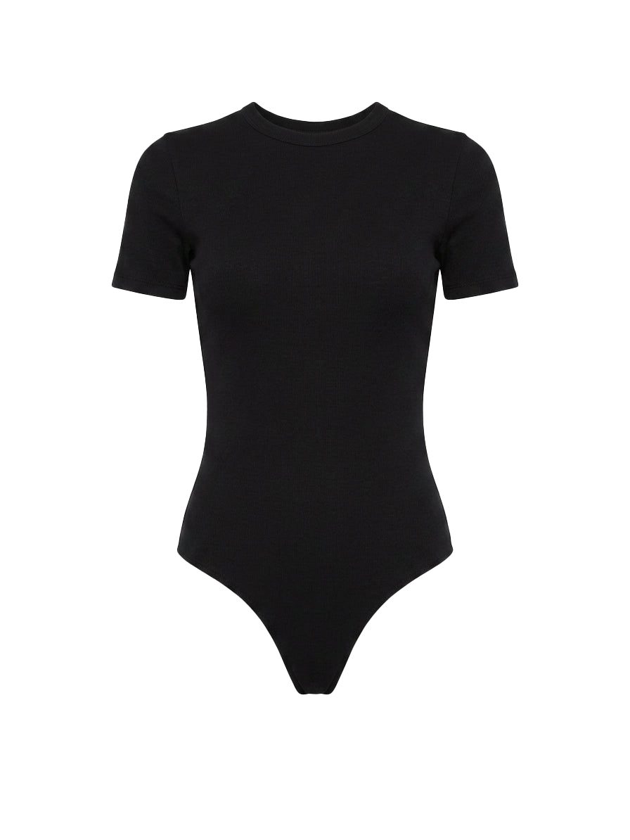 Body opaque a maniche corte in nero Wardrobe NYC - donna 