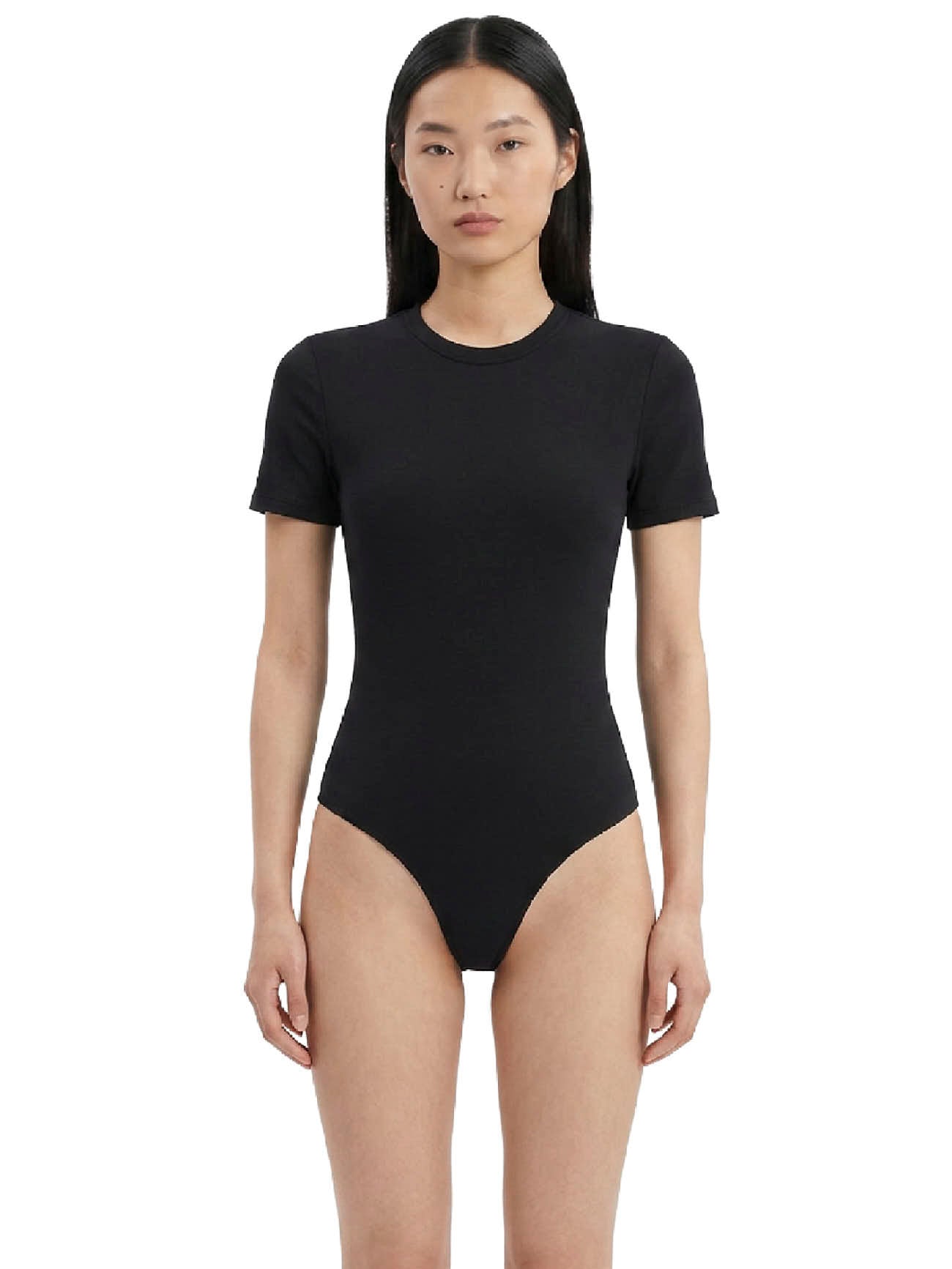 Body opaque a maniche corte in nero Wardrobe NYC - donna 