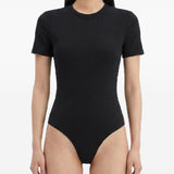 Body opaque a maniche corte in nero Wardrobe NYC - donna 
