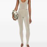 Leggings con staffa in beige Wardrobe.Nyc - donna 