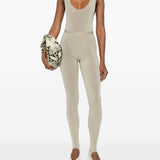 Leggings con staffa in beige Wardrobe.Nyc - donna 