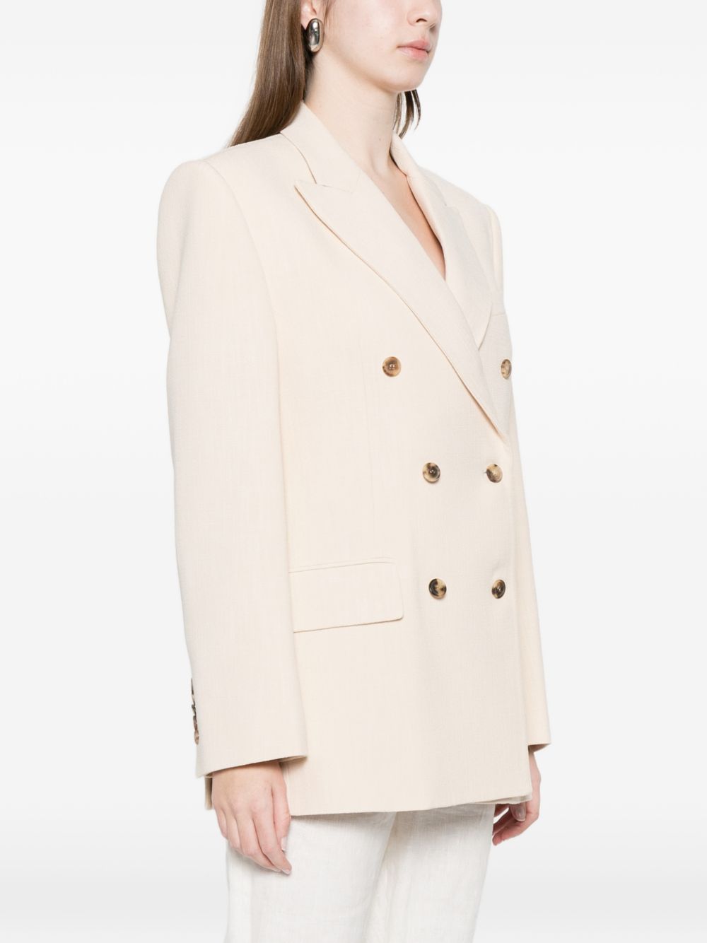 Blazer doppiopetto in beige Wardrobe.Nyc - donna 
