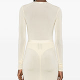 Body semi trasparente in beige Wardrobe.Nyc - donna 
