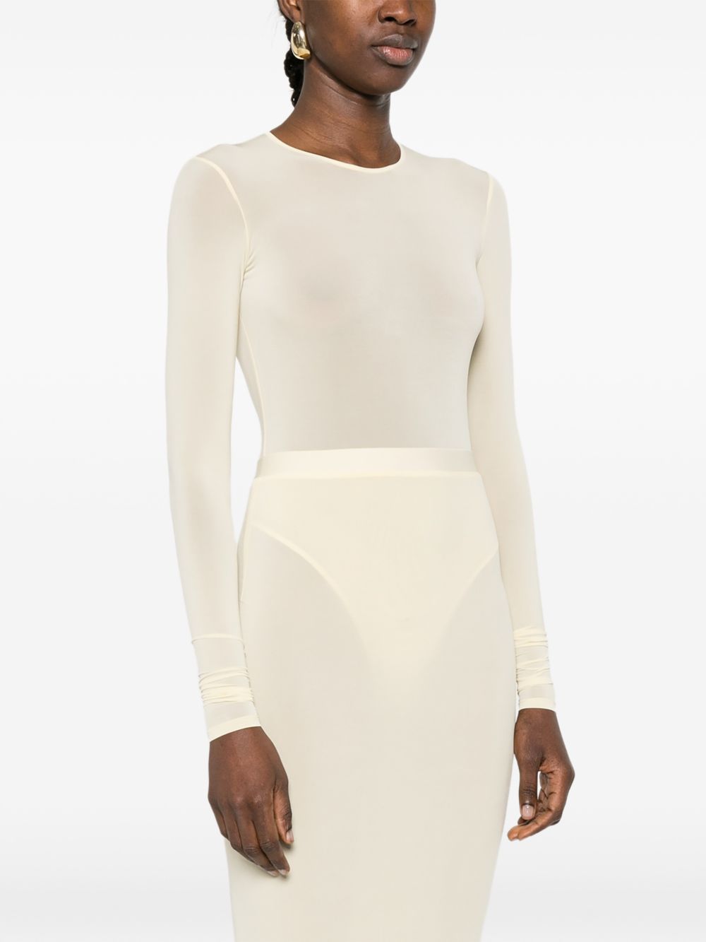 Body semi trasparente in beige Wardrobe.Nyc - donna 