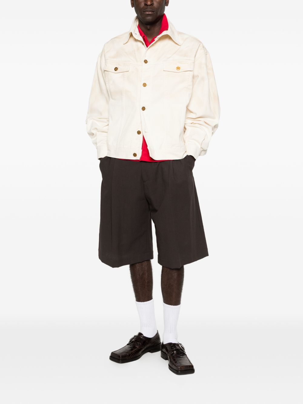 Giacca denim overisize in avorio Willy chavarria - uomo 