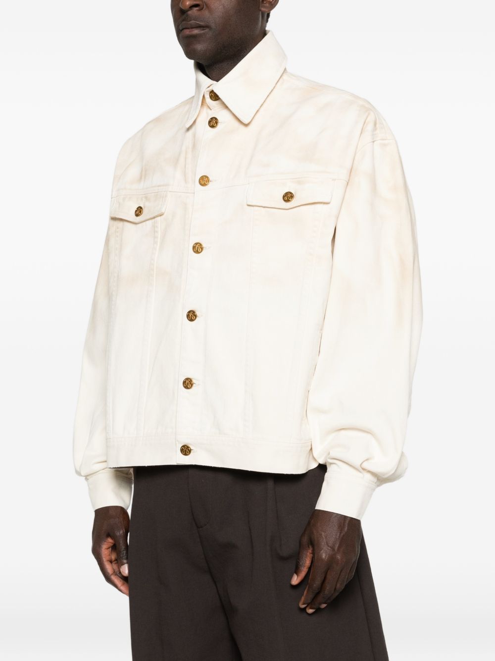 Giacca denim overisize in avorio Willy chavarria - uomo 