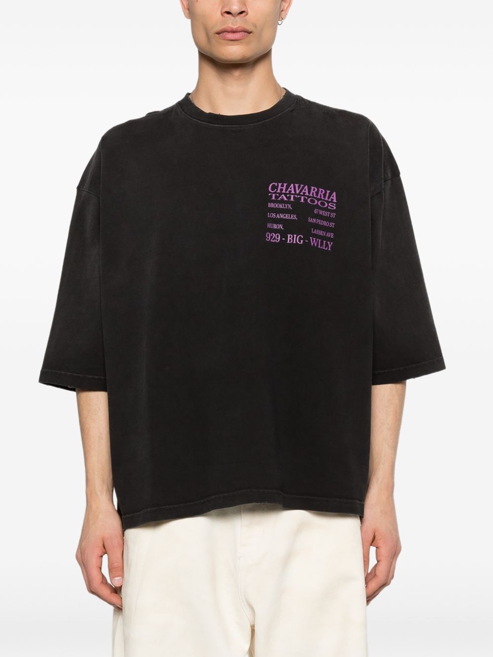 T-shirt con stampa in nero Willy chavarria - uomo 
