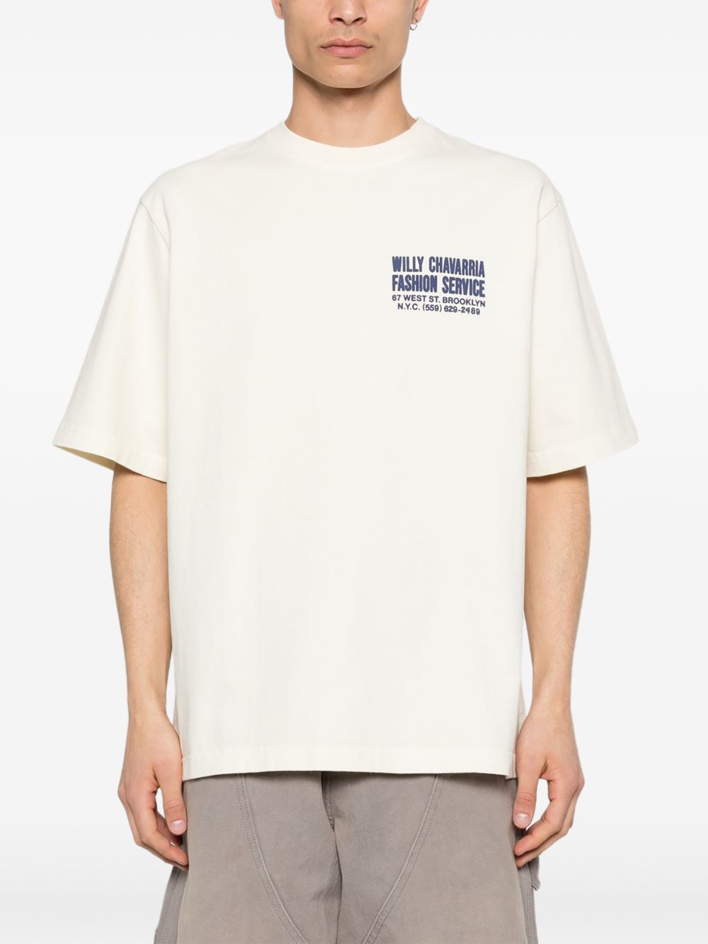 T-shirt con stampa in bianco Willy chavarria - uomo 
