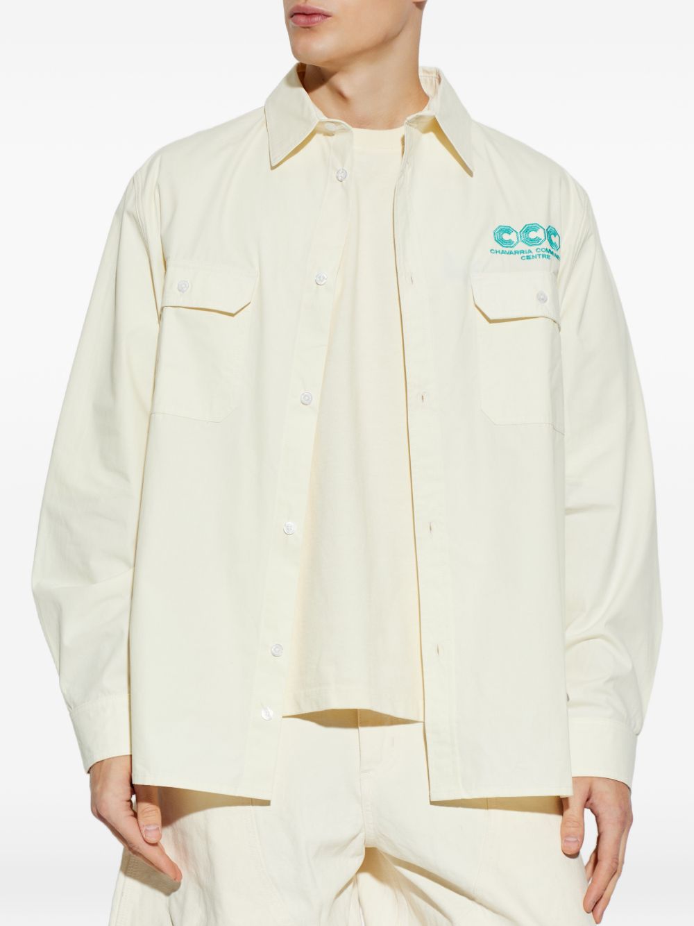Camicia a maniche lunghe con ricamo in bianco Willy chavarria - uomo 