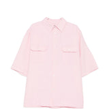 Camicia a maniche corte con tasca a patta in Corcoran in rosa Willy chavarria - uomo 