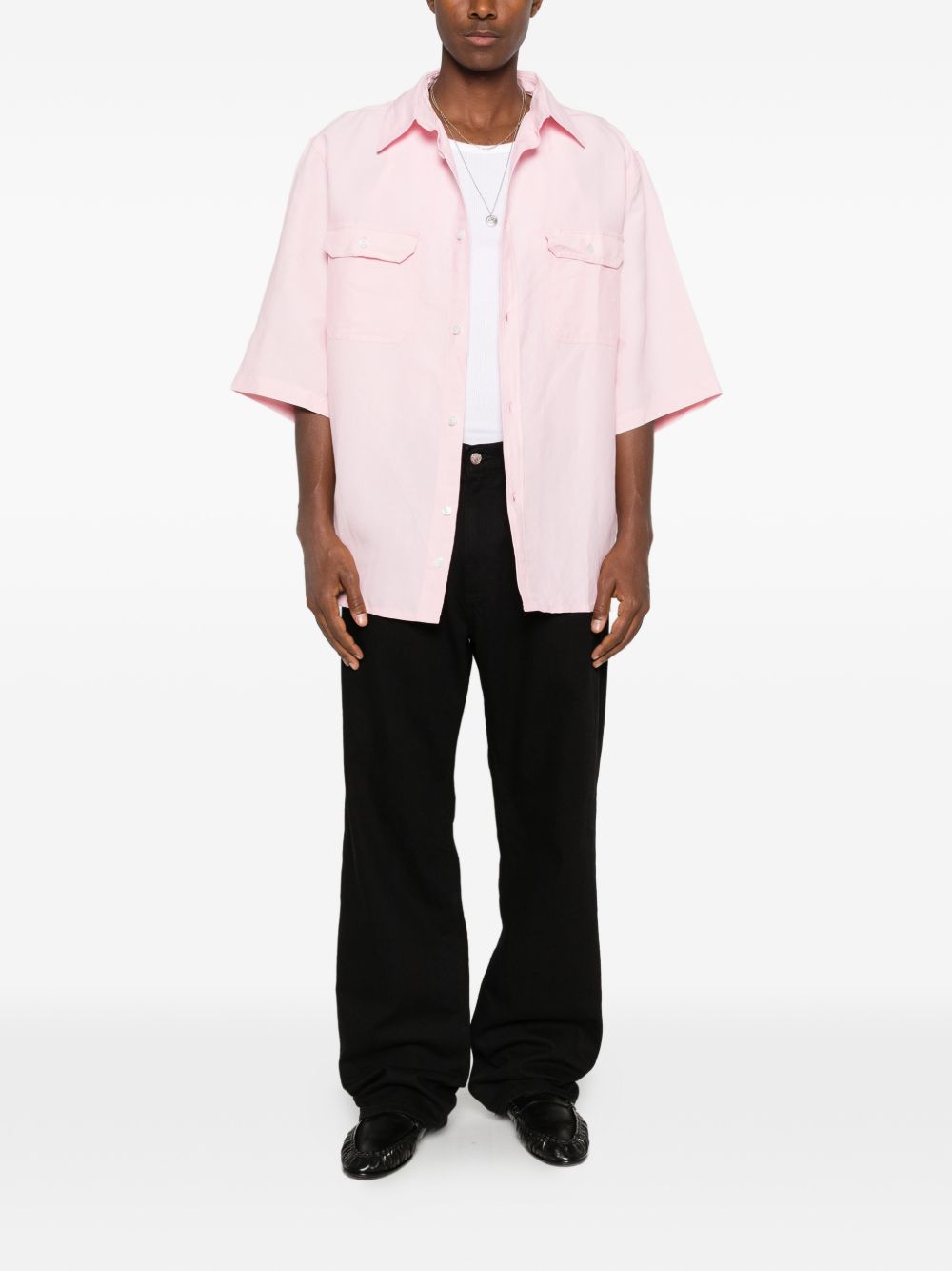 Camicia a maniche corte con tasca a patta in Corcoran in rosa Willy chavarria - uomo 