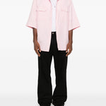 Camicia a maniche corte con tasca a patta in Corcoran in rosa Willy chavarria - uomo 