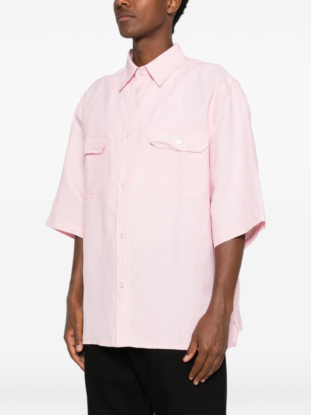 Camicia a maniche corte con tasca a patta in Corcoran in rosa Willy chavarria - uomo 