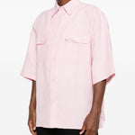Camicia a maniche corte con tasca a patta in Corcoran in rosa Willy chavarria - uomo 