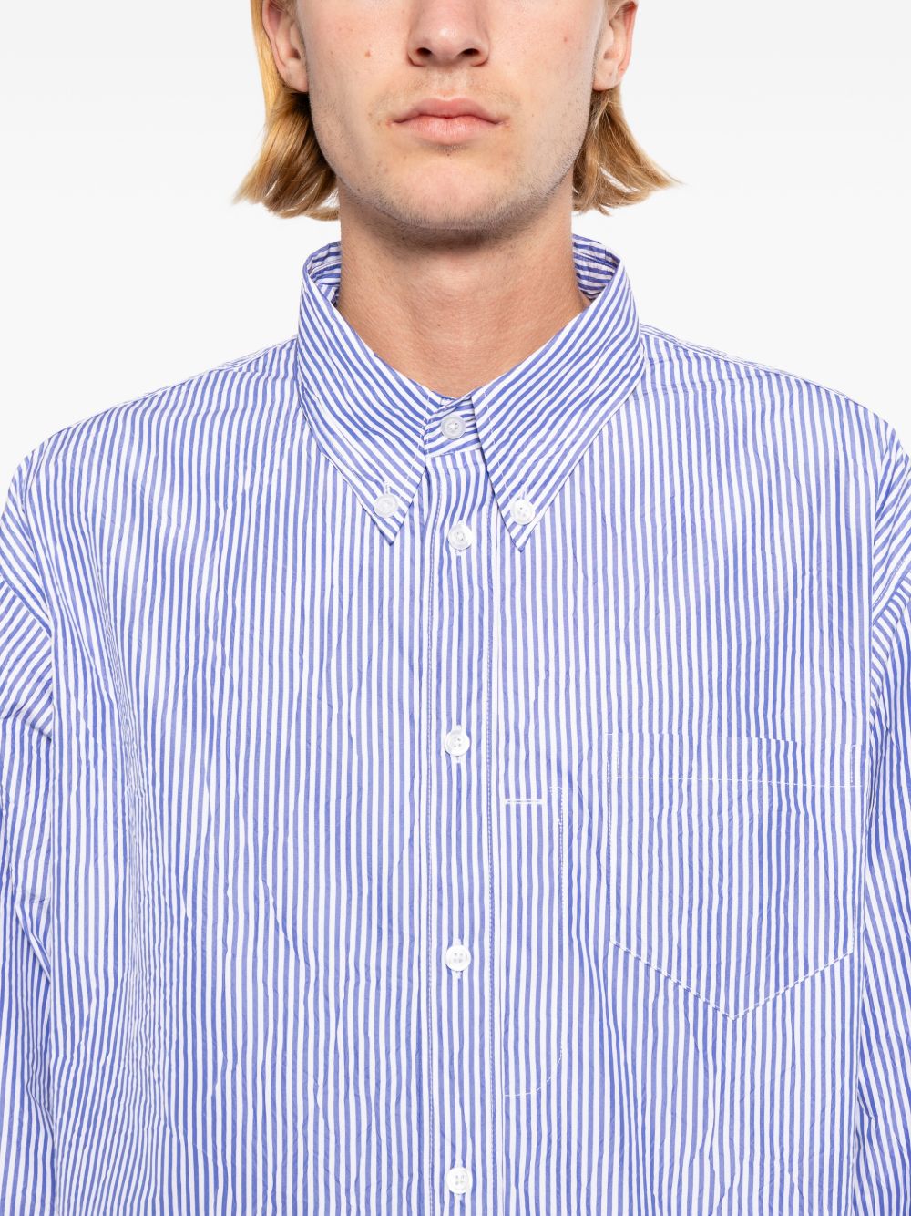 Camicia a righe con bottoni in blu Willy chavarria - uomo 