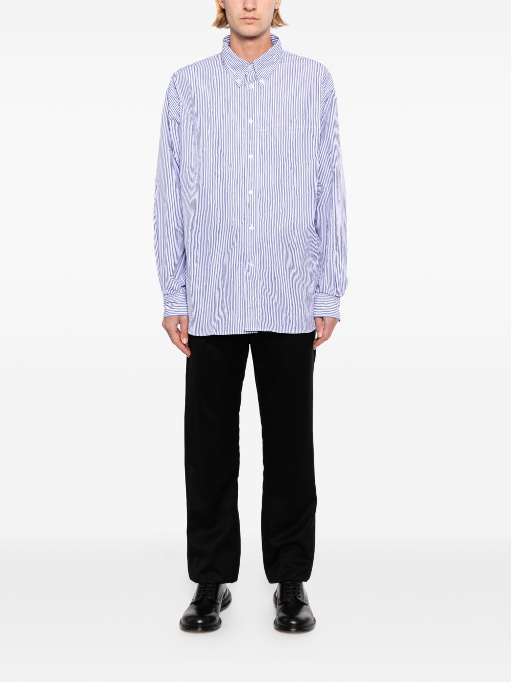 Camicia a righe con bottoni in blu Willy chavarria - uomo 
