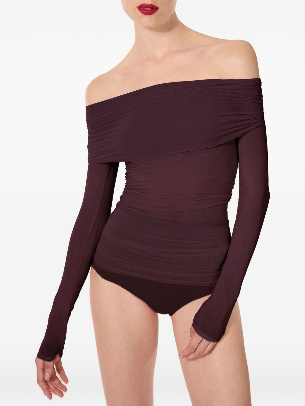 Top a maniche lunghe drappeggiato in viola Wolford - donna 