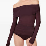 Top a maniche lunghe drappeggiato in viola Wolford - donna 