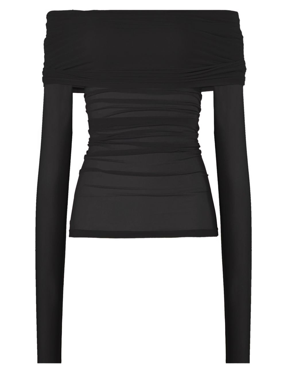 Top a maniche lunghe con drappeggio trasparente in nero Wolford - donna 