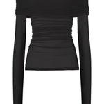 Top a maniche lunghe con drappeggio trasparente in nero Wolford - donna 