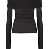 Top a maniche lunghe con drappeggio trasparente in nero Wolford - donna 