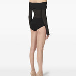 Top a maniche lunghe con drappeggio trasparente in nero Wolford - donna 