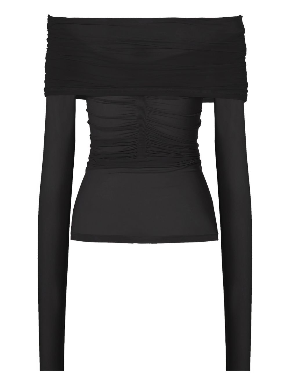 Top a maniche lunghe con drappeggio trasparente in nero Wolford - donna 