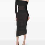 Top a maniche lunghe con drappeggio trasparente in nero Wolford - donna 