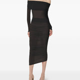 Top a maniche lunghe con drappeggio trasparente in nero Wolford - donna 