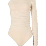 Body semi trasparente in crema Wolford - donna 