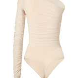 Body semi trasparente in crema Wolford - donna 