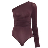 Body monospalla a maniche lunghe in viola Wolford - donna 