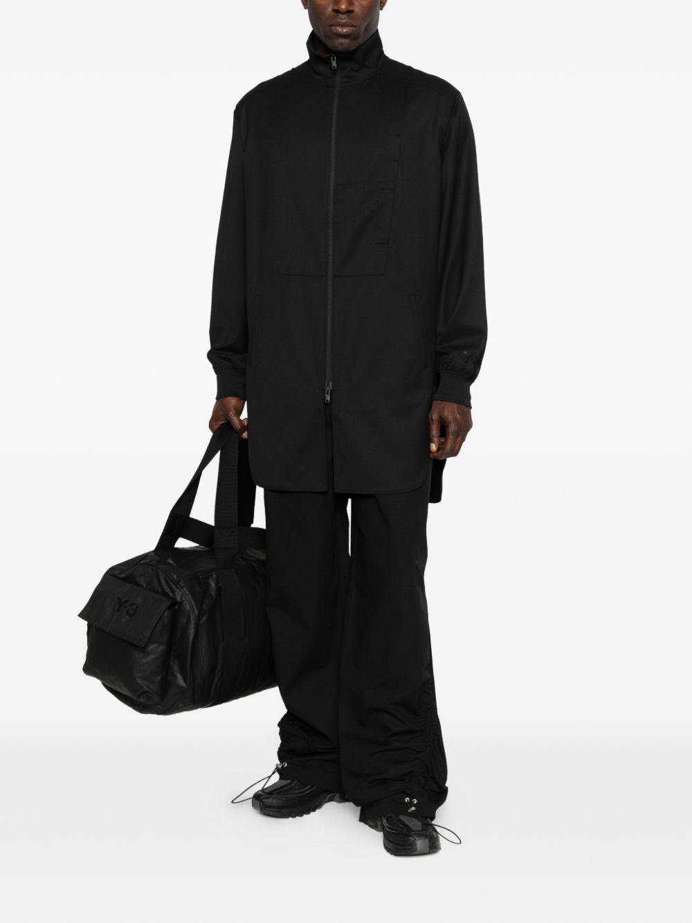 Cappotto con zip in nero Y-3 - uomo 