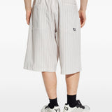 Bermuda gessati con coulisse in bianco Y-3 - uomo 