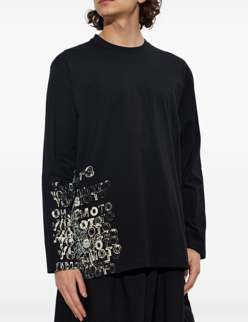 T-shirt a maniche lunghe con logo in nero Y-3 - uomo 
