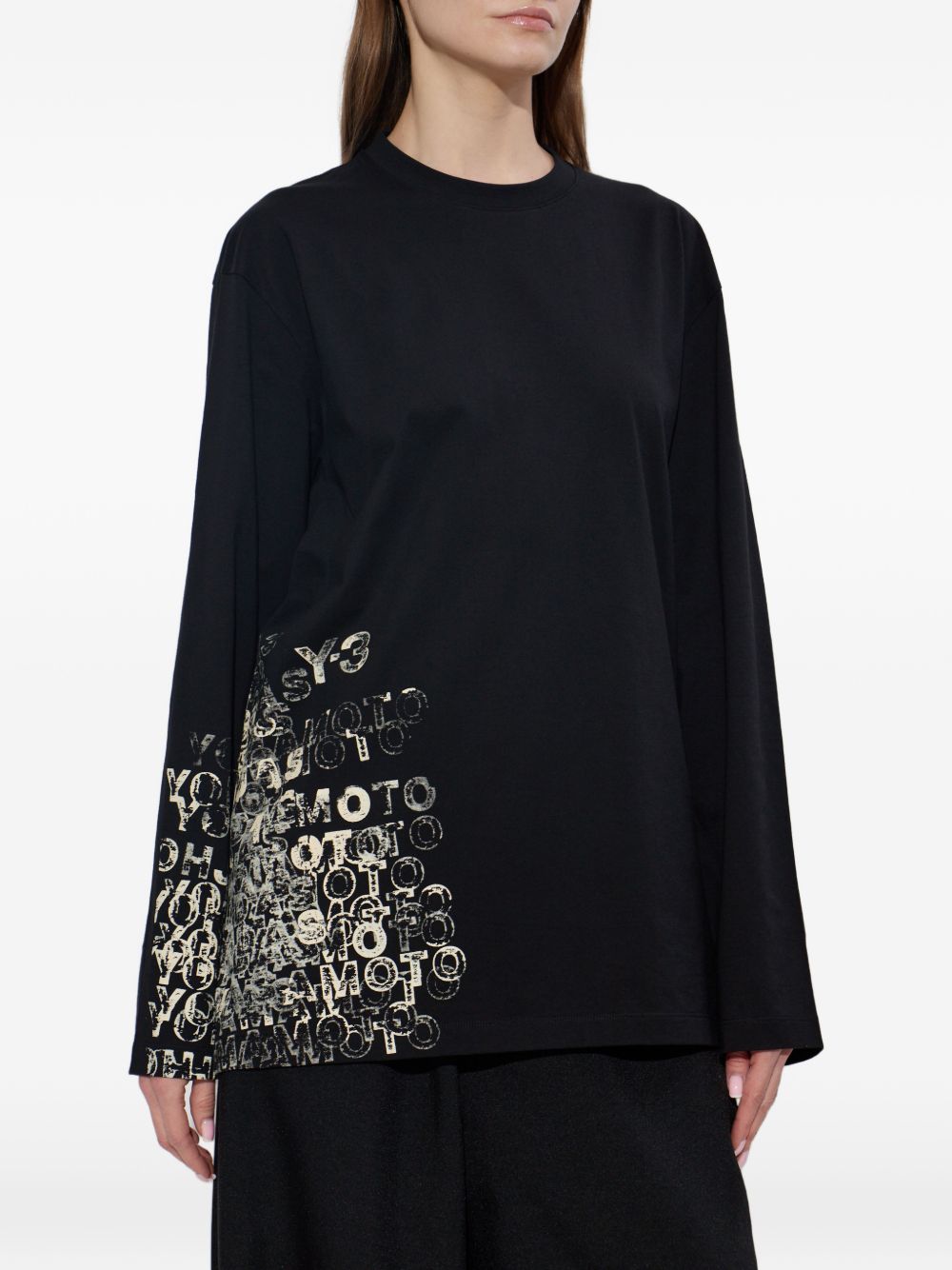 T-shirt a maniche lunghe con logo in nero Y-3 - uomo 
