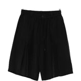 Pantaloncini con coulisse e pieghe in neroY-3 - uomo 