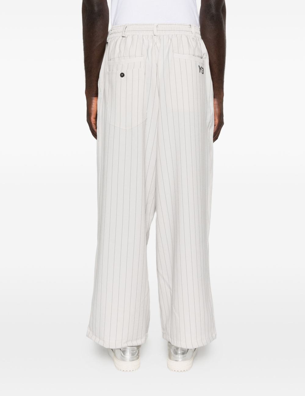Pantaloni a righe con coulisse in beige Y-3 - uomo 