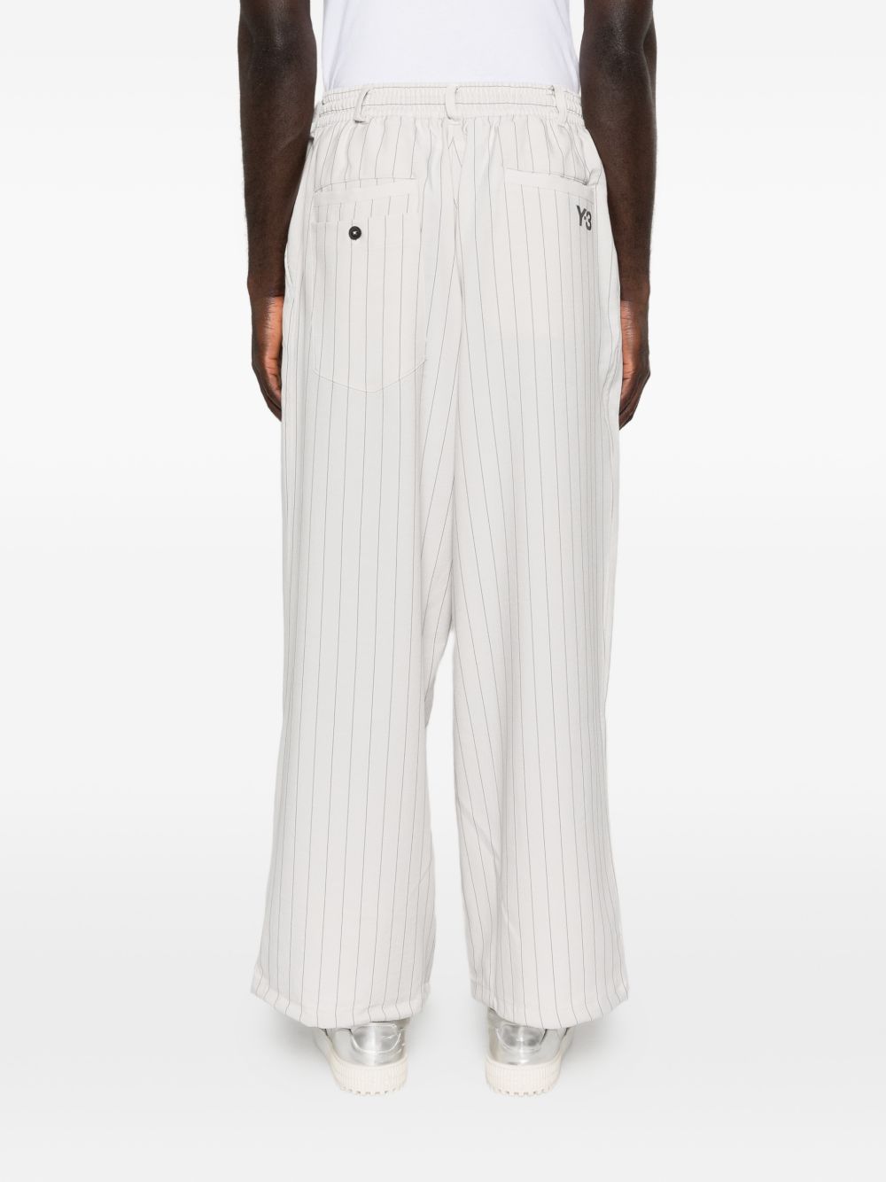 Pantaloni a righe con coulisse in beige Y-3 - uomo 
